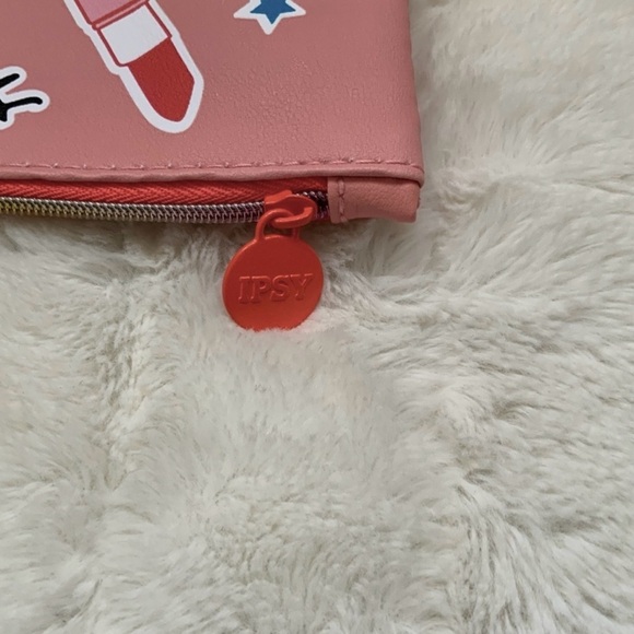 New Ipsy Cosmetic Bag Pink Multicolor Y2K Sticker Design Makeup Case - Picture 3 of 4